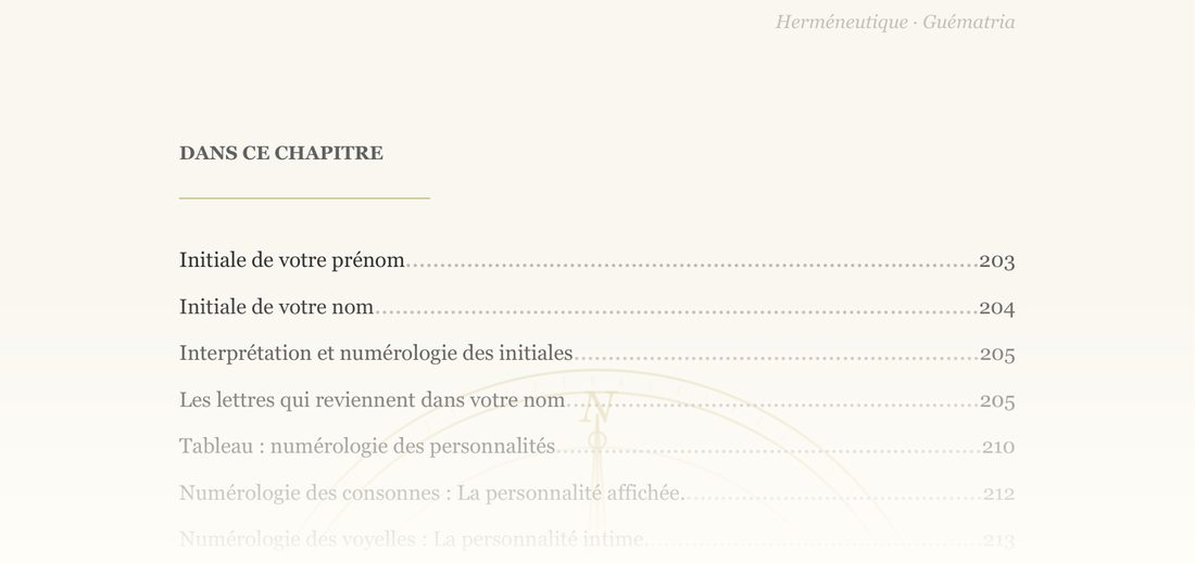 Page de sommaire d'un chapitre, avec ses renvois de page